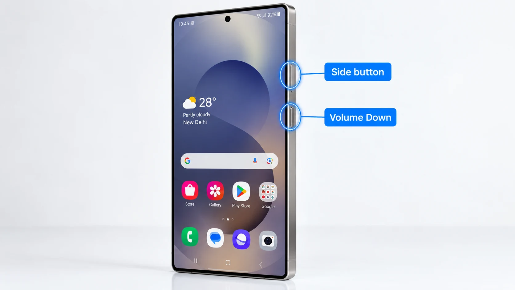 Samsung Galaxy screenshot buttons.