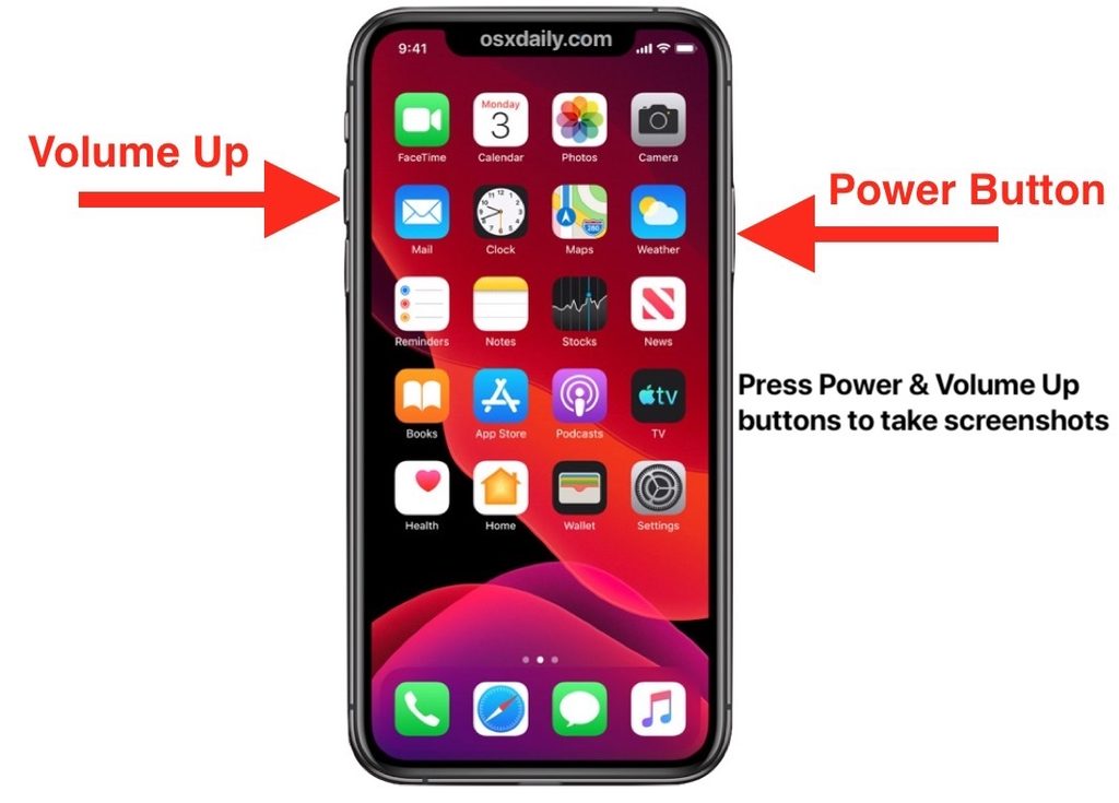 Screenshot on iPhone